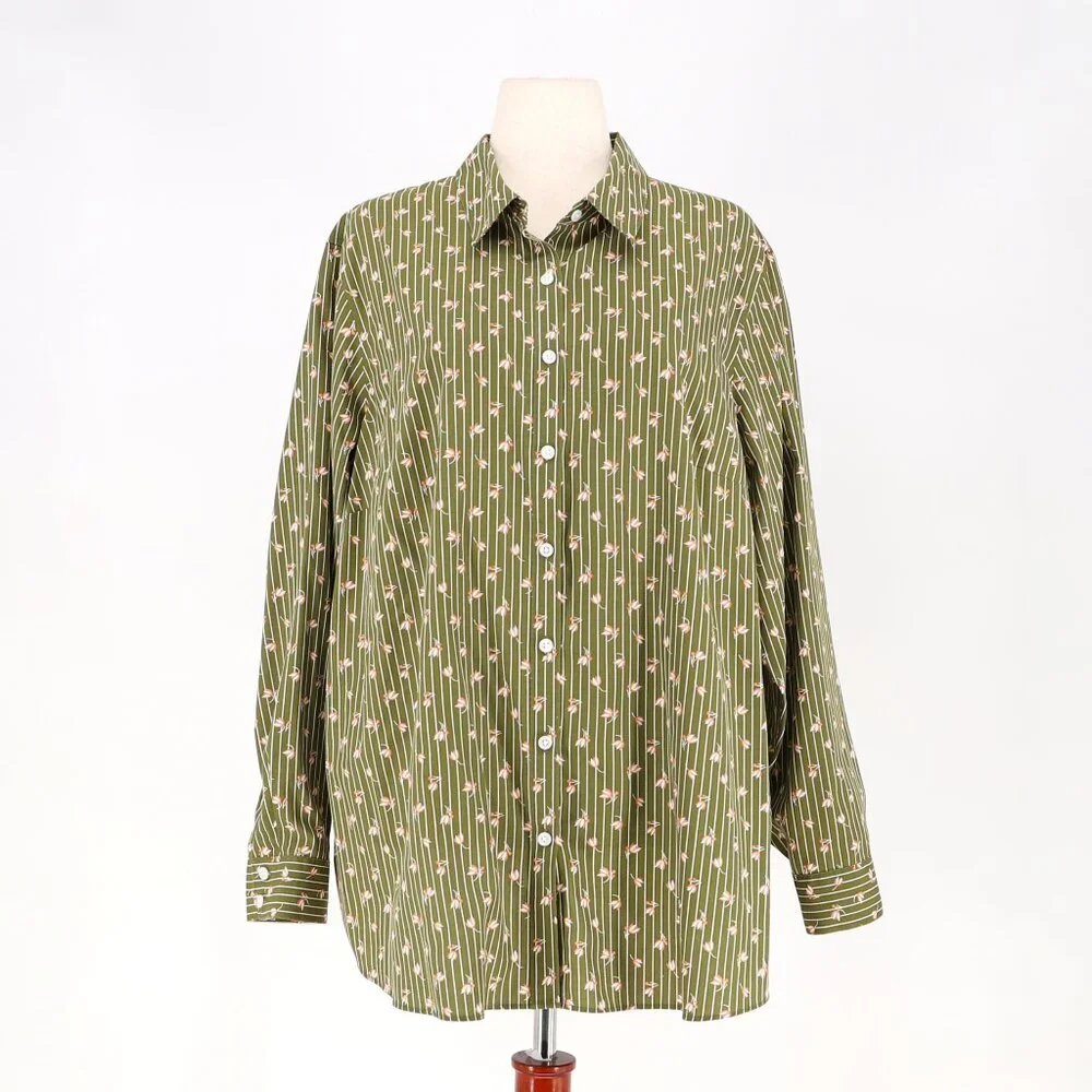 LANDS' END Set of 2 Women's No-Iron Supima Cotton Button Down Shirt Size 24W - Picture 2 of 9